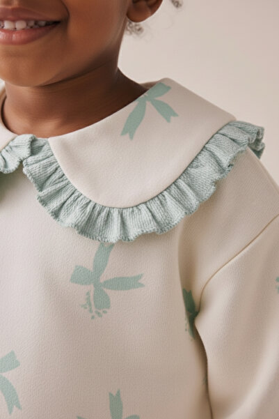 Minipodyum Κοριτσίστικο κολάν με βολάν με γιακά μωρού διπλό σετ