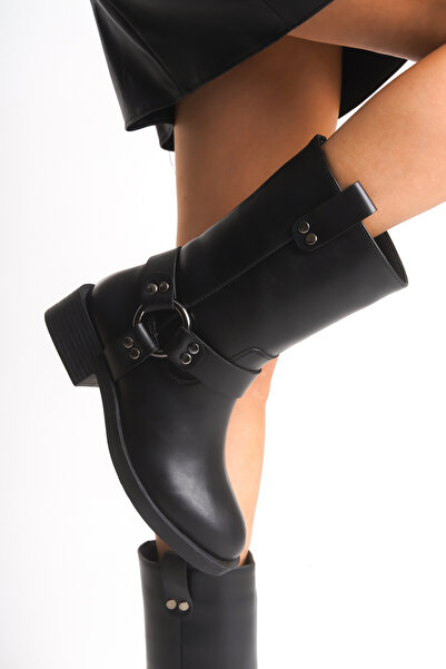 Riccon Ceruvylth Kadın Kısa Çizme 00128803 Siyah Platin