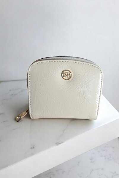 Classbag Kadın Krem Kare Fermuarlı İki Taraflı Kartlıklı Cüzdan