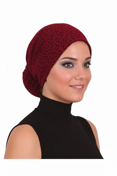 fidan bone Turban instantanee din brocart burgundy cu buton, potrivit pentru uz medical