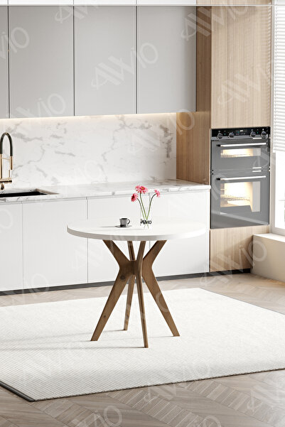 AVVİO Paul Serisi 90x90cm Yuvarlak Mutfak Masası Yemek Masası Balkon Masası C...