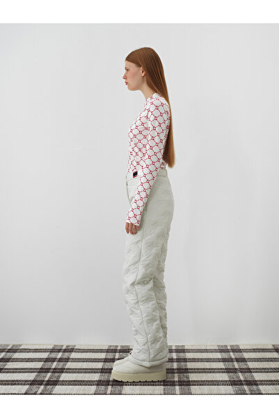 Xint Kadın Ekru Kapitone Dokulu Oversize Pantolon