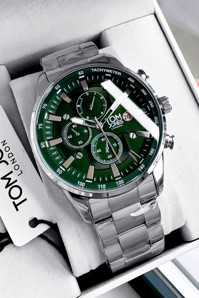 Tom Jones Wristwatch 3 Atm Water Resistant Silver Color Steel Band Bracelet Gtje205