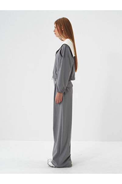 Xint Kadın Gri Esnek Dokulu Oversize Pantolon