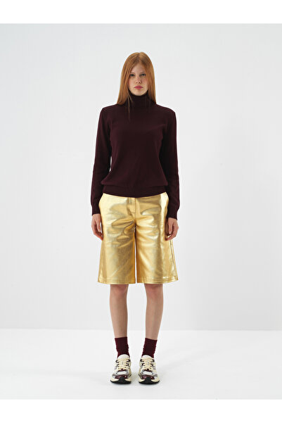 Xint Kadın Bordo Pamuk Dokulu Regular Fit Kazak