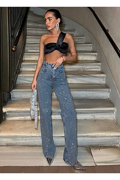 MADAME MELEK Design Pinterst Model Jeans Kalhoty Jeans Kalhoty Palazzo z dovozu látky