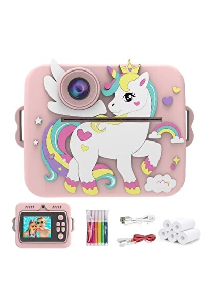 VALA Aparat foto copii cu printare, 8K UNICORN, Roz