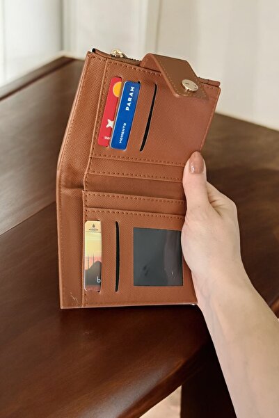 Classbag Kadın Taba Timsah Desenli Temassız Kartlık Detaylı Kare Cüzdan