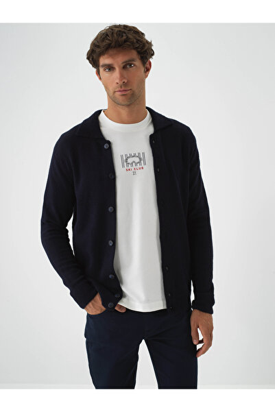 Xint Erkek Lacivert Yumuşak Dokulu Regular Fit Hırka