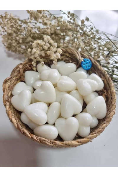 EQMQ STORE KOZMETİK Mini Kalpli Dekoratif Kokulu Sepetli Beyaz Sabun (Sepet içerisinde 30 Adet 2*2 cm)