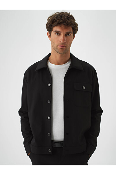 Xint Erkek Siyah Pamuk Dokulu Regular Fit Ceket