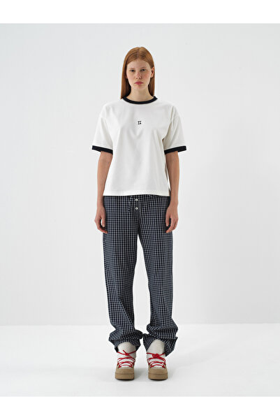 Xint Kadın Ekru Pamuk Dokulu Oversize Tişört