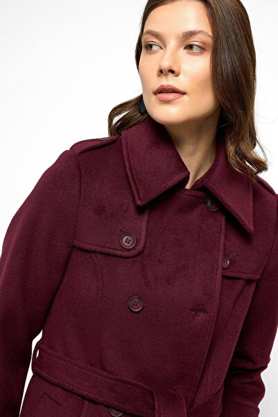 Olcay Dlouhý kabát s dvojitým zapínáním a detailem pláštěnky MÜRDÜM 3087