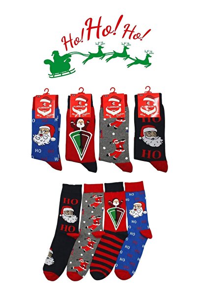 KARDEŞLER ÇORAP Ανδρικές χριστουγεννιάτικες κάλτσες με σχέδια Χριστουγέννων Πολύχρωμες 4 τεμαχίων