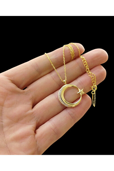 Moda Hilye www.modahilye.com 925 Ayar Gümüş Hilal Ay Yıldız Kolye Sevgiliye A...