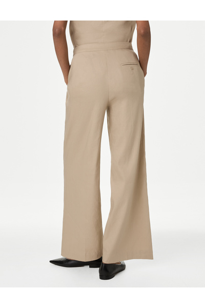 Marks & Spencer Yüksek Bel Wide Leg Keten Pantolon