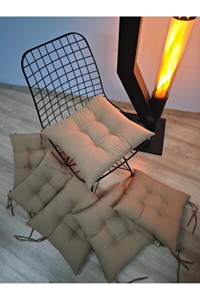 FELIX HOME وسادة كرسي بوفيديك مخيطة خصيصًا برباط بني فاتح بدون نمط مقاس 40×40...