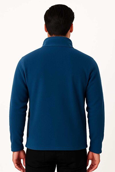 VEGA PORT Unisex Bato Collar Full Zipper Jacket Indigo.