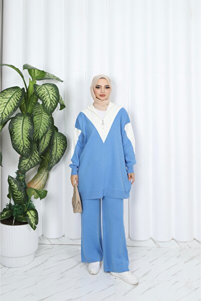 NİSUM MODA ZARİF YAKA DETAYLI TRİKO TAKIM
