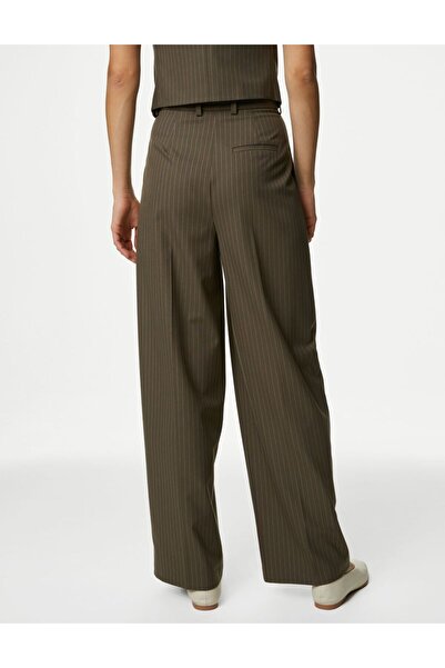 Marks & Spencer Yüksek Bel Çizgili Wide Leg Pantolon