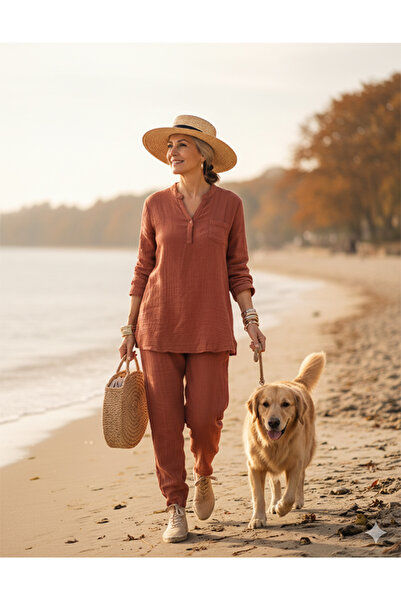 Namaste Vintage Muslin Set of Taba Color Shirt and Pants