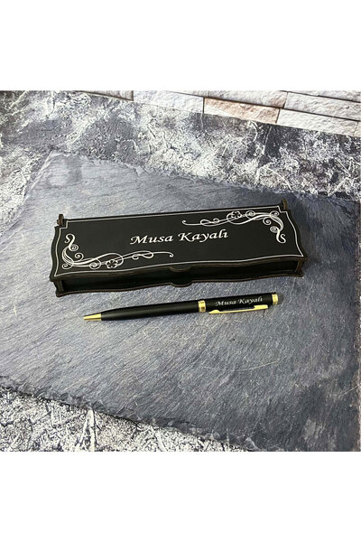 Sanat Hediyelik Öğretmenler Gününe Özel Metal Roller Kalem Isimli + Ahşap Kut...