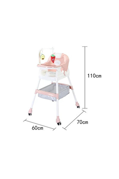 Toyska Foldable Children's Dining Chair with Wheels, 110 x 60 x 70 cm, Pink