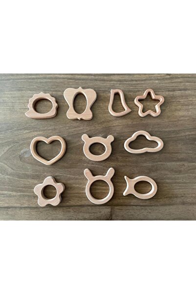 Kayın, Ahşap, Diş Kaşıyıcı, Diş Rahatlatıcı, 3'lü Set, Karışık Figürler