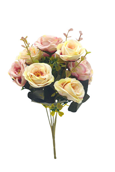 Çınar çiçekçilik Açık Pembe Ve Krem Renkli Yapay Gül Demeti - Ev Dekorasyonu Için 5 Dal 25 Cm Uzunluk