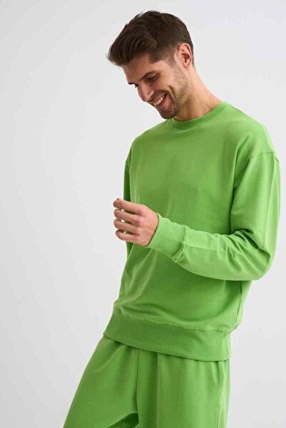 THERECOLOR Round Neck Green Men's Sweatshirt Organic Cotton