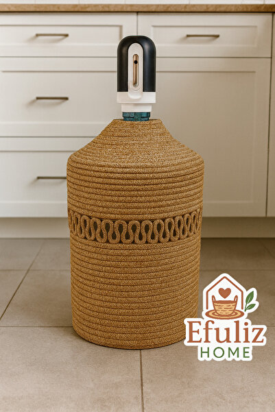 Efuliz Home غطاء زجاجة مياه من الخيزران من الجوت، غطاء موزع مياه أنيق وطبيعي.