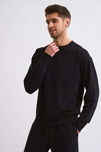 THERECOLOR Long Sleeve Organic Cotton Black Sweatshirt Black