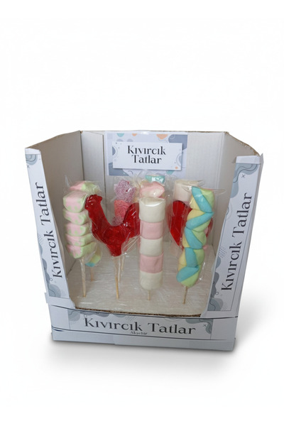 Kıvırcık Tatlar Karışık lolipop Şekerleme 15`li (Marsmallow-jöle-cam şeker) P...