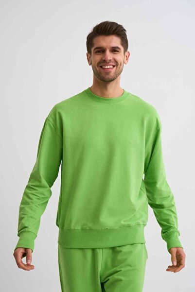 THERECOLOR Round Neck Green Men's Sweatshirt Organic Cotton