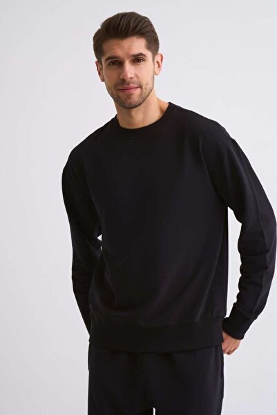 THERECOLOR Long Sleeve Organic Cotton Black Sweatshirt Black