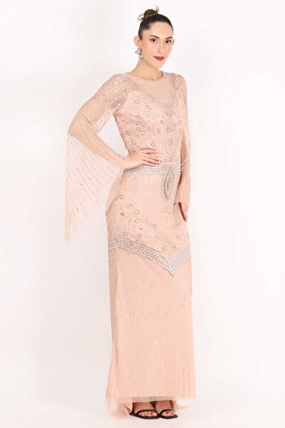 GATSBYLADY LONDON Daniela Maxi – Celeste Blush Crystal Embellished Gown