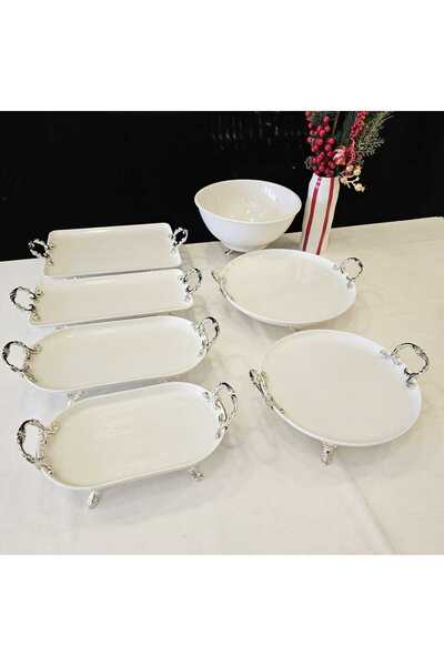 MaviDamla طقم عرض برتقالي فضي مكون من 7 قطع