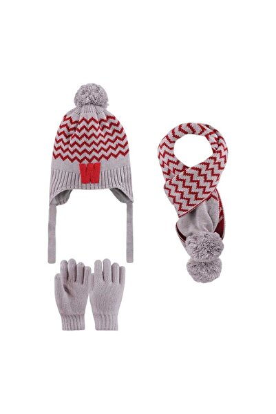 Aware Time Kitti 4-8 Years Old Children's Fleece Scarf Beanie Gloves 3-Piece Set
