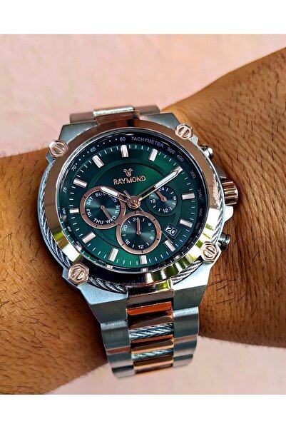 Raymond Green Dial Steel Men's Wristwatch