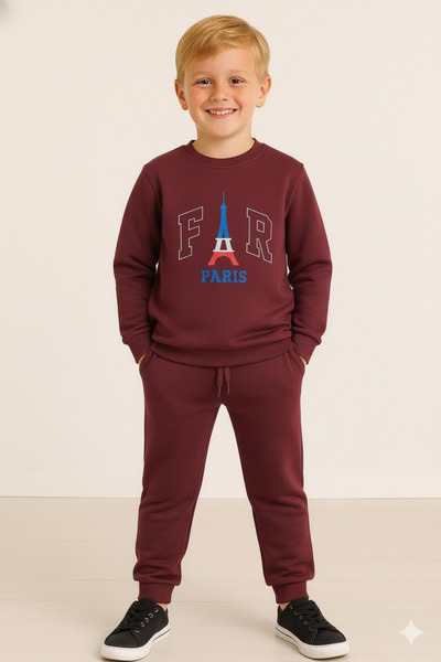 LİTTLE TORTOİSE Boys' Winter Sweatshirt Tracksuit Set