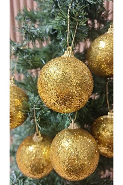 asöy Χρυσή ασημί μπάλα 6 cm - Στολίδι Χριστουγεννιάτικου Δέντρου, 6 τεμαχίων Glitter Snowy Sphere, Πολύχρωμο Cici μεγάλο μέγεθος