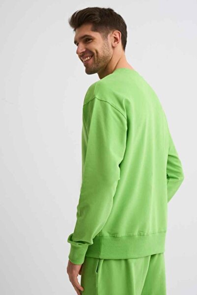 THERECOLOR Round Neck Green Men's Sweatshirt Organic Cotton