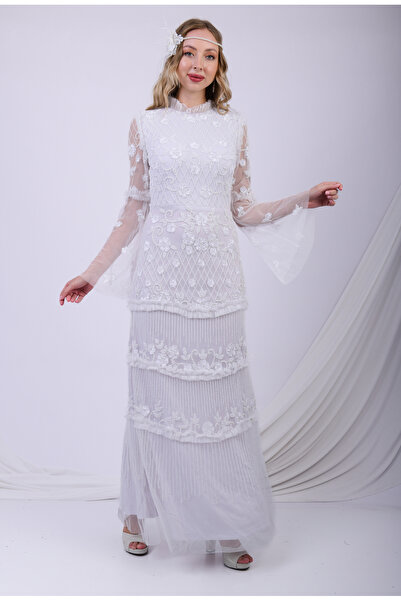 GATSBYLADY LONDON White Covent Garden Maxi – Vintage-Inspired Embellished Dress