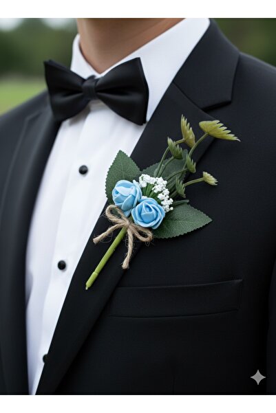 Neşeli Atölyem Damat Yaka Çiçeği Yaka İğnesi