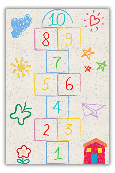 The Reef Design Seksek Desenli Çocuk Odası Bebek Odası Halısı Kaymaz Yıkanabi...