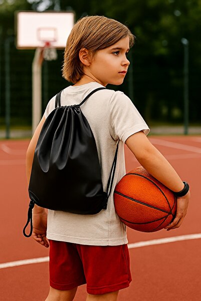 Ferzin Su Geçirmez İpli Büzgülü Profesyonel Spor Çantası - Gym, Fitness ve Antrenman Sırt Çantası - Siyah