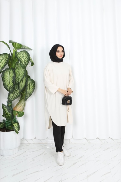 NİSUM MODA Bat Love Ribbed Tunic