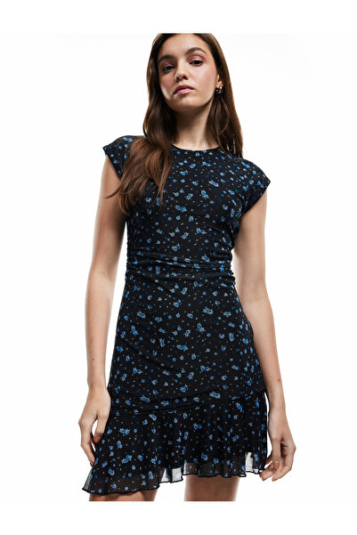 Koton Μίνι φόρεμα με λαιμόκοψη με λαιμόκοψη με λουλουδάτο τούλι