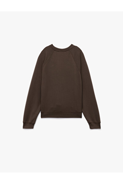 Koton Modal Fabric Άνετη Μακρυμάνικη Φούτερ με λαιμόκοψη