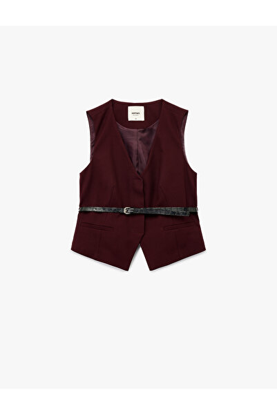 Koton Kruvaze Kemer Detaylı Blazer Yelek